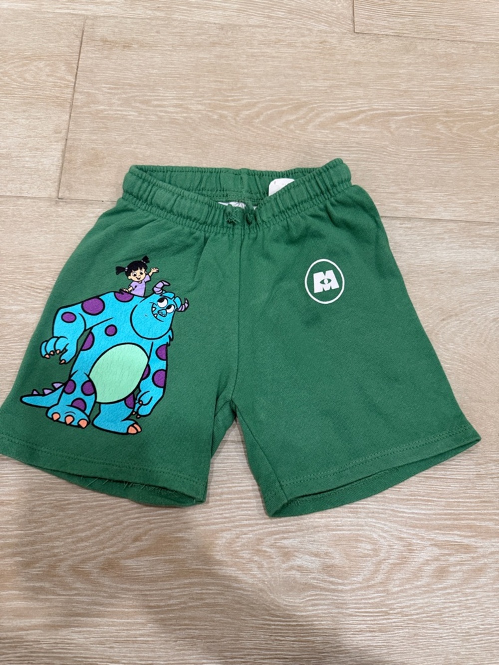 Zara Disney Pixar Monster Inc. Green Shorts with Character Print